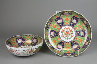 A 21st Century Imari style deep bowl decorated with flowers 10", a ditto shallow dish 14" 