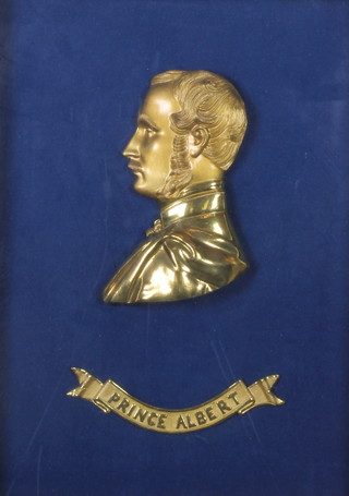 A Victorian gilt metal profile bust of Prince Albert contained in a rosewood frame 23 1/2"h x 10"w 
