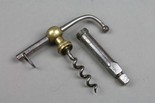 A steel and brass corkscrew in the form of a carriage key 
