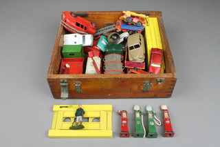 A Dinky fire engine and a  small collection of other toy cars etc 