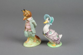 2 Beswick Beatrix Potter figures - Jemima Puddleduck 4" and Foxy Whiskered Gentleman 4"