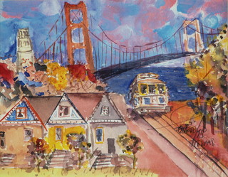 Eduardo, limited edition coloured print, study of San Francisco 418/500, 7" x 9"  signed in pencil