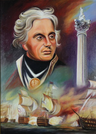 Jurkot, oil painting, an atmospheric portrait study of Lord Nelson, signed 31" x 22" 