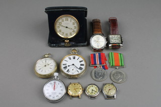 2 silver plated cased Goliath pocket watches, a ditto chronometer and minor wristwatches 