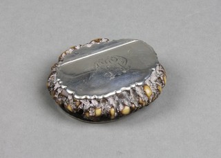 A George III silver and antler pocket snuff box with chased monogram, Sheffield 1812, maker John Reily 2"