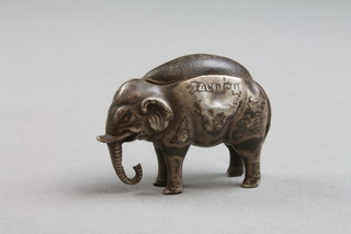 An Edwardian silver novelty pin cushion in the form of a standing elephant 1.5"