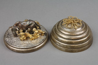 Stuart Devlin, a silver and silver gilt Twelve Years of Christmas Surprise box - Eight Maids A-Milking, enclosed in a ribbed domed box with ribbon crest, limited edition no. 76/100, London 1977, approx. 374 grams