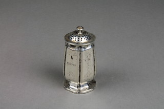 A Victorian silver baluster engraved pepper pot with floral decoration, London 1840, approx 88 grams