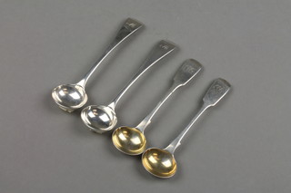 2 pairs of Victorian silver salt spoons