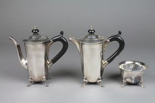 A Bachelor's 3 piece silver plated tea and coffee set on pad feet