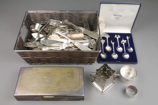 A quantity of plated Kings Pattern cutlery, minor plated items
