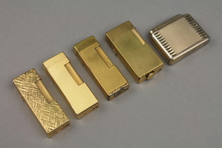 4 gentleman's gilt Dunhill cigarette lighters and a Collibri lighter