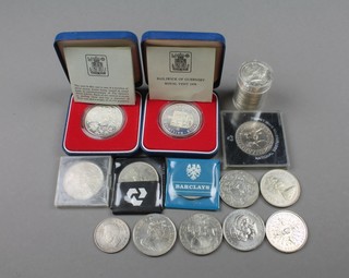 2 cased Sterling silver commemorative crowns, minor coins and crowns 