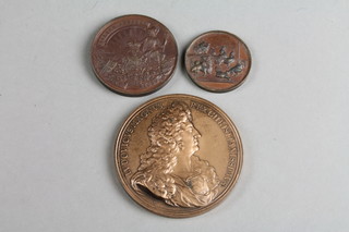 A 1935 commemorative bronze medallion and 2 others