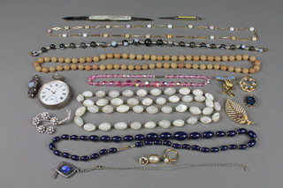 Minor costume jewellery including a plated pocket watch