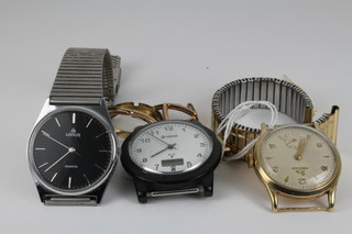 A gentleman's 9ct gold Record wristwatch with seconds at 6 o'clock, a lady's 9ct gold cased wristwatch and 2 others