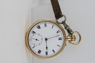 A 15ct gold pocket watch with seconds at 6 o'clock