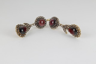 A set of Victorian style garnet and diamond floral drop earrings