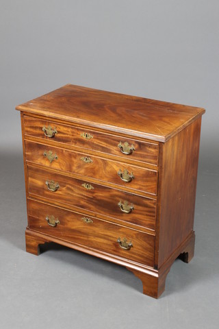 A Georgian mahogany chest of 4 long graduated drawers with brass swan neck plate handles, raised on bracket feet 28 1/2"h x 27 1/2" w x 15 1/2"d 