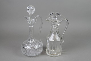 A 19th Century 3 ring neck ewer and stopper 10 1/2", a baluster ditto