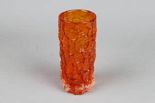 A Whitefriars orange log vase 7 1/2" 