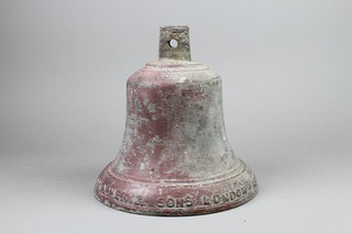 J Warner & Sons London, a Victorian cast bronze bell dated 1883