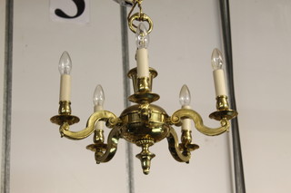 A brass 5 light electrolier 