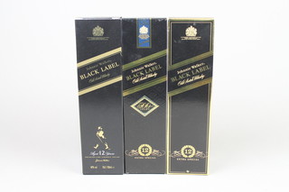 3 70cl bottles of Johnnie Walker Black Label 12 year whisky 