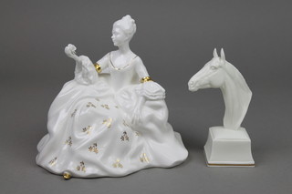 A Royal Doulton figure - Antoinette HN2326 8", a Royal Worcester bust of a horse Eous 4" 