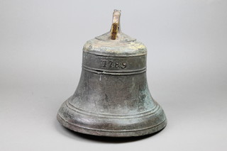 A Whitechapel, an 18th Century cast bronze bell dated 1789