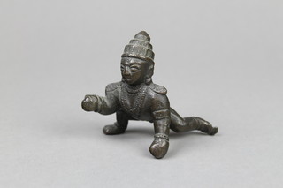 A Burmese bronze figure of a crawling man 3" 