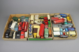 3 shallow trays of various toy cars, play worn, 3 shallow trays of various model cars 