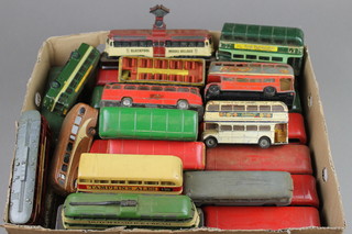 A shallow tray of various model omnibuses 