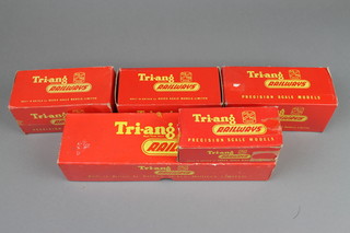 A Triang R156 motor coach boxed, 2 Triang R.253 dockyard shunters in red livery boxed, ditto R.350 locomotive boxed and an R.36 tender boxed