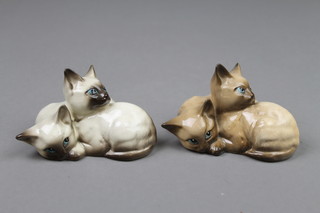 2 Beswick figure groups of reclining Siamese cats 3"