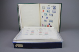 A green Capacity album of various World stamps, a Zonenmarken blue album of various stamps together with 3 plastic folders containing world stamps