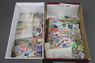2 shoe boxes of various loose stamps