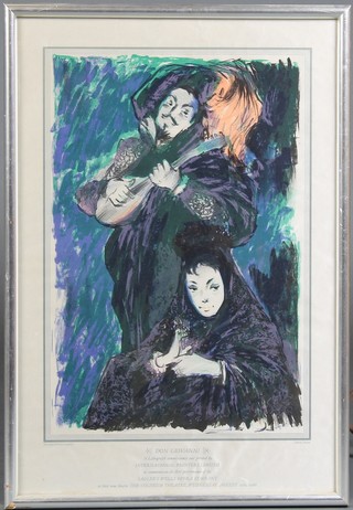 A silk theatre programme for Sadler's Wells Opera Company Don Giovanni, for the 1968 production  21" x 13" together with a poster for the Phantom of the Opera at Her Majesty's Theatre, bears signatures 21" x 13 1/2" and 1 other Rag Time The Musical 21" x 13 1/2"