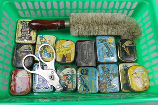 40 various gramophone needle tins and a brush