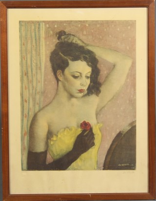 Rex Whistler, a print.  A study of a dancer looking into a mirror, signed in pencil 15 1/2" x 12" 