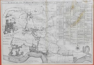 19th Century map. A map of The Parish of St Dunstan's Stepney also Stebonheath divided into hamlets 12" x 16 3/4"  