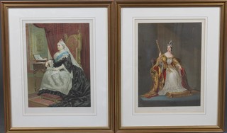 19th Century prints, Queen Victoria in 1837, Queen Victoria in 1887 and Prince Albert, unsigned, all 13 1/2" x 10"  