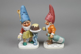 2 Goebel figures of standing gnomes WELL.506.1970 8" and WELL.509.1970 5" 