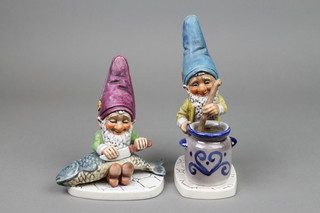 2 Goebel figures of gnomes WELL.502.1970 7" and WELL.508.1970 5" 