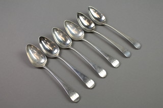 A set of 6 George III Old English dessert spoons with engraved monogram, London 1802, approx. 226 grams