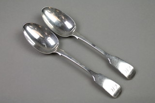 A pair of George IV fiddle pattern table spoons, London 1834, approx 164 grams