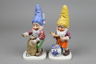 2 Goebel figures of standing gnomes WELL.505.1970 8" and WELL.513.1970 8" 