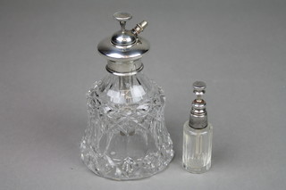 A cut glass and Sterling silver atomiser 6", a ditto 3"