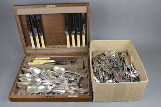 A quantity of silver plated tableware and a canteen 