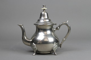 A Persian plated bulbous teapot